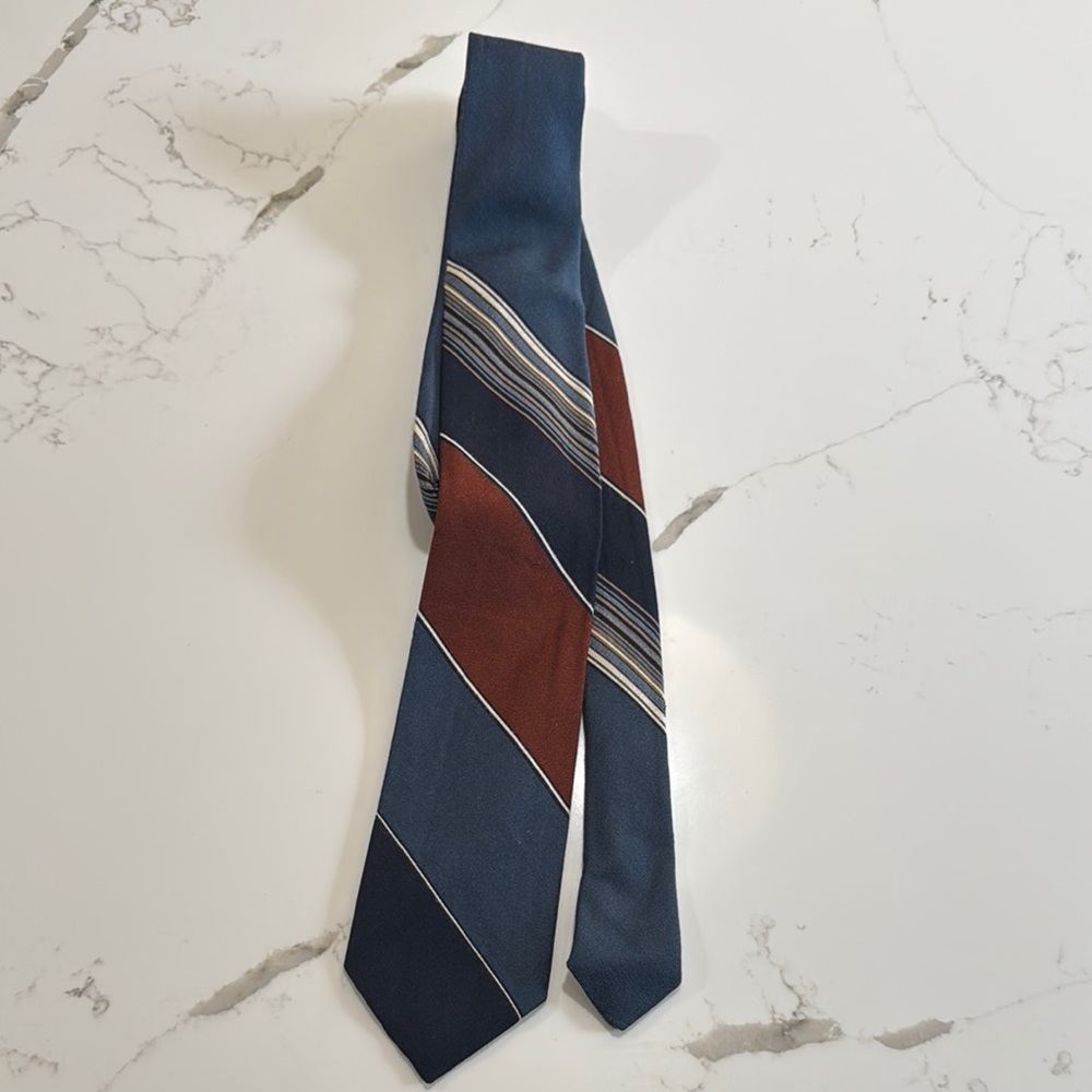 Dior Blue and Brown Wool and Silk Tie Elegant